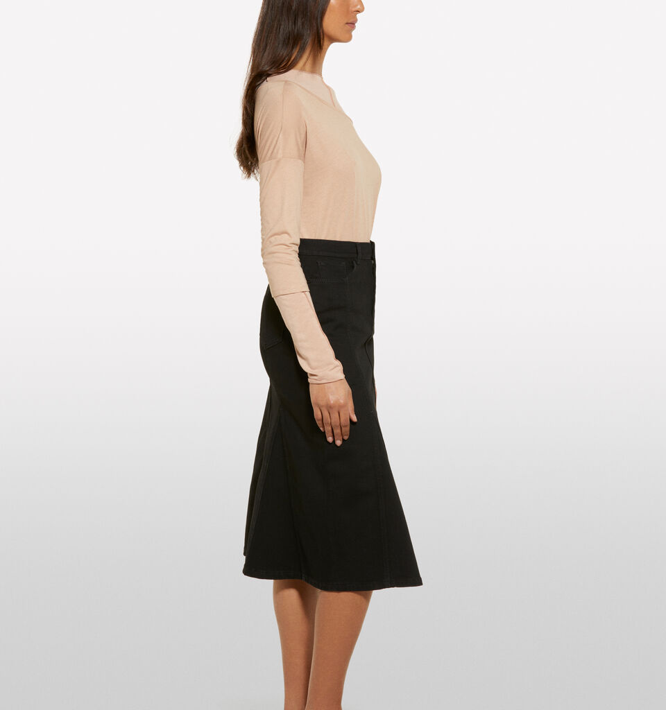Gonna di jeans svasata nera - gonne midi, longuette donna - Nero | Sisley image number 2
